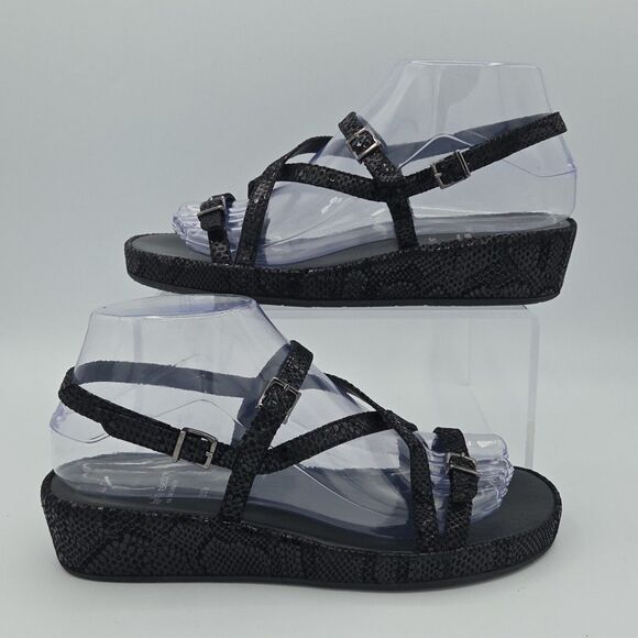 thierry rabotin Strappy Black Sandals US Sz 6.5 EU Sz 36.5 Leather Buckle Close - Picture 1 of 9